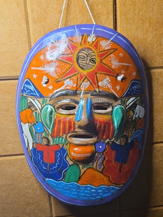 vintage handmade Other - Mexican Terracotta Wall Mask, Terracotta Pottery, Hand-painted Mask, Tribal Art
